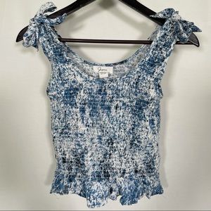 Japna Tank Top Blue & Black Scoop Neck